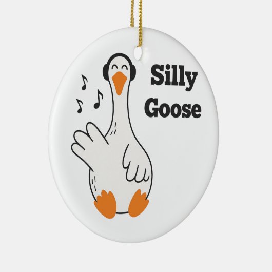 Silly Goose Wearing Headphones – Cute Funny Goose Keramisch Ornament (Rechts)