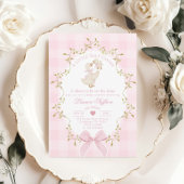 Silly Goose Whimsical Pink Bow Baby Shower Kaart