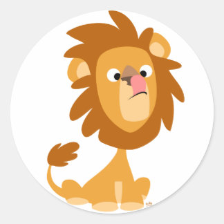 Silly Lion ! autocollant rond de dessin animé