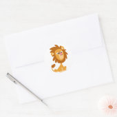 Silly Lion ! autocollant rond de dessin animé (Enveloppe)