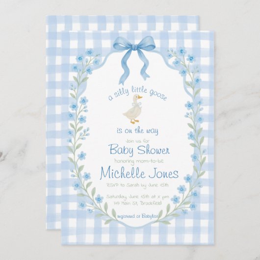 Silly Little Goose Baby Shower Kaart (Voorkant / Achterkant)