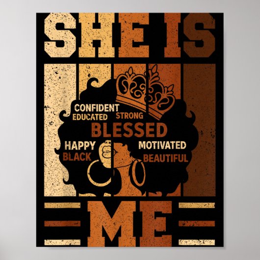 Silly Melanin Blessed She Queen Beautiful Afro Bla Poster (Voorkant)