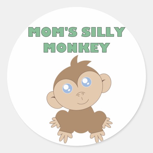 Silly Monkey - Sticker rond classique, brillant (Devant)