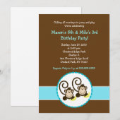 Silly Monkey tendance 2 enfants Invitation anniver (Devant / Derrière)