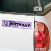 Silly Number 21 lavender Anniversaire Long Sticker (Sur camion)