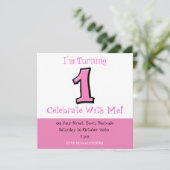 Silly Numbers 1 rose 1er anniversaire Invitation (Debout devant)