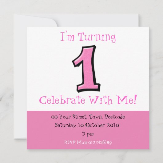 Silly Numbers 1 rose 1er anniversaire Invitation (Devant)