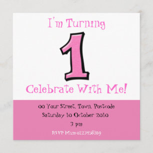 Silly Numbers 1 rose 1er anniversaire Invitation
