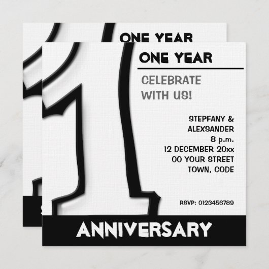 Silly Numéro 1 blanc Anniversaire Invitation (Devant / Derrière)