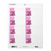 Silly Numéro 21 Étiquette de adresse rose (Feuille entière)