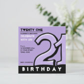 Silly Numéro 21 lavande Invitation fête d'annivers (Debout devant)