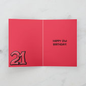 Silly Numéro 21 rouge carte d'anniversaire (Intérieur)