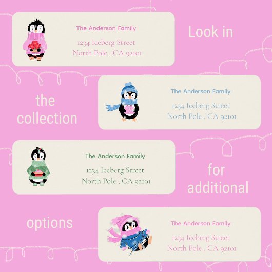 Silly Penguin Entangled in Christmas Lights Etiket