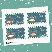 Silly Santa Blue Kid Christmas Gift Tag Sticker