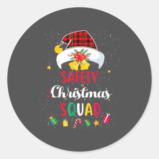 Silly Santa Match Hat Safety Squad Security Ronde Sticker (Voorkant)