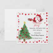 Silly Santa Watercolor Christmas Party Invitation (Devant / Derrière)