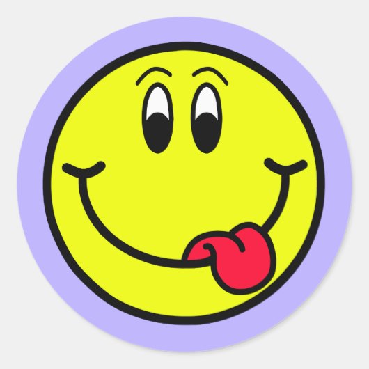 Silly Smiling Face Emoji Round Sticker (Voorkant)