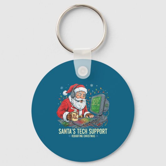 Silly Tech Support Rebooting s Computer Santa Sant Sleutelhanger (Voorkant)