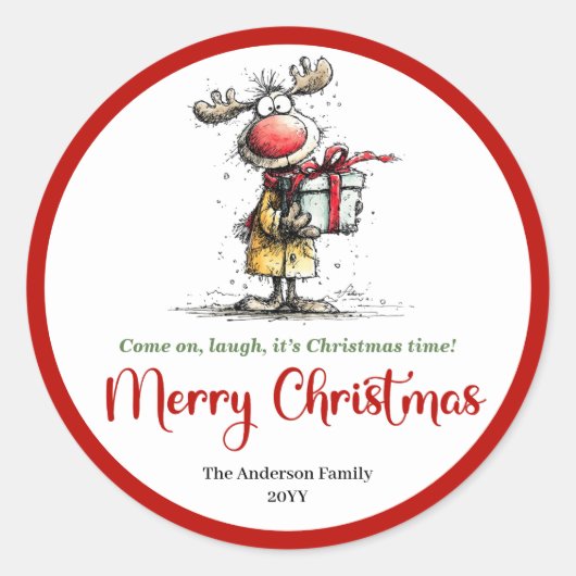 Silly whimsical reindeer sticker funny deer charm (Voorkant)