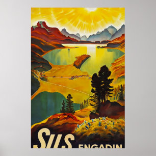Sils Engadin vintage-reis Poster