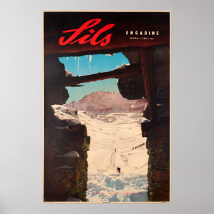 Sils, Engadine, Zwitserland,Ski-Poster Poster
