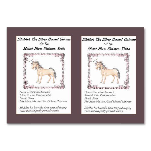 Silubhra La Carte De Commerce Unicorne À Corne D'A (Devant)