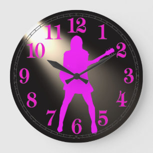 Siluhette de guitare pour horloge murale ronde (gr