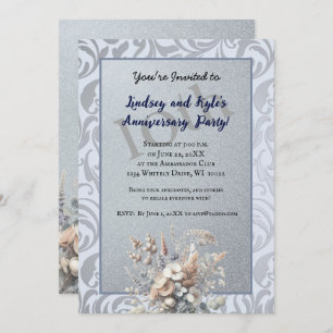 Silver 10th Wedding Jubileum Party Invitation Kaart