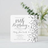 Silver 18th Birthday Faux Glitter Confetti White Kaart (Staand voorkant)