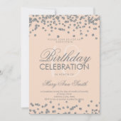 Silver 18th Birthday Glitter Confetti Roos Roze Kaart (Voorkant)