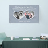 Silver 25e huwelijksdag 2 hartfoto spandoek (Beurs)