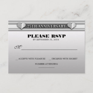 Silver 25th bruiloft RSVP-kaarten RSVP Kaartje
