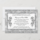 Silver 25th Jubileum Ballonpartij Uitnodiging (Achterkant)