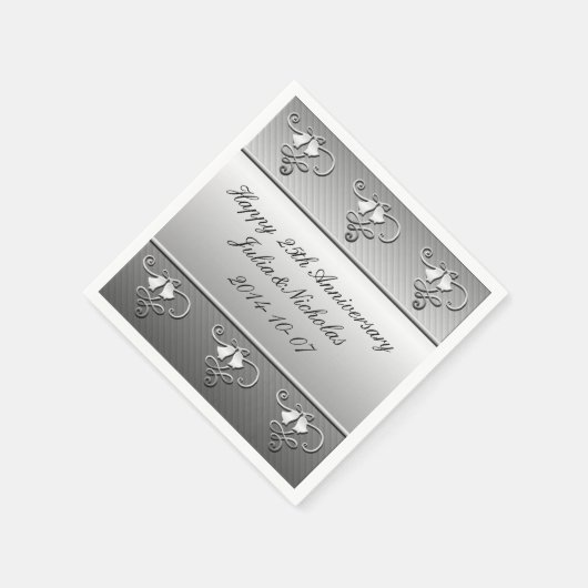 Silver 25th Jubileum Napkins Servet (Hoek)