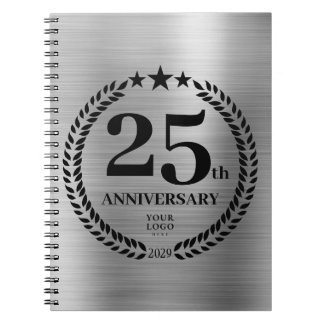 Silver 25th Jubileum Zakelijke Logo Notitieboek