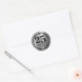 Silver 25th Jubileum Zakelijke Logo Ronde Sticker (Envelop)