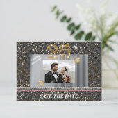 Silver 25th Wedding Jubileum Black Geweven Parels Kaart (Staand voorkant)