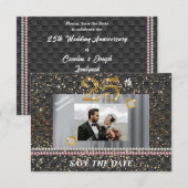 Silver 25th Wedding Jubileum Black Geweven Parels Kaart (Voorkant / Achterkant)