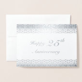 Silver 25th Wedding Jubileum Floral Border Folie Kaarten (Voorkant met envelop)