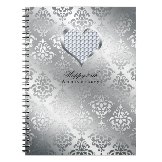 Silver 25th Wedding Jubileum Guest Book Notitieboek (Voorkant)