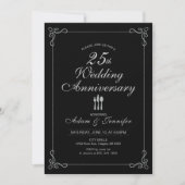 Silver 25th Wedding Jubileum Invitation Kaart (Voorkant)