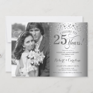 Silver 25th Wedding Jubileum met foto Kaart