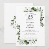 Silver 25th Wedding Jubileum Monogram Bloemen Kaart (Voorkant / Achterkant)
