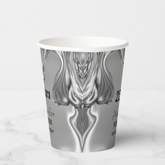 Silver 25th Wedding Jubileum Papieren Bekers (Rechts)