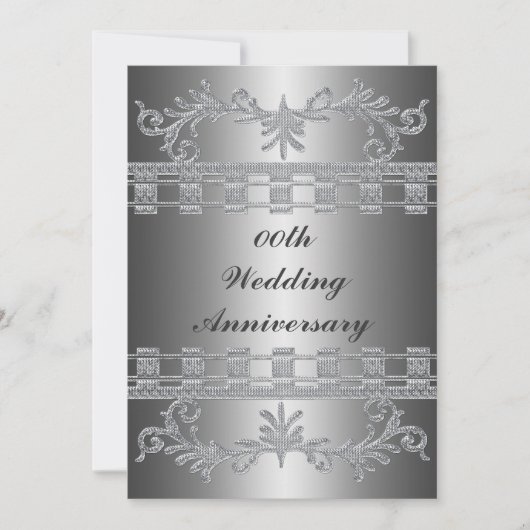 Silver 25th Wedding Jubileum Party Invitation Kaart (Voorkant)