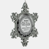 Silver 25th Wedding Jubileum Tin Sneeuwvlok Ornament (Links)