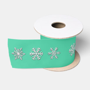 Silver 3-d sneeuwvlokken, achtergrond lint