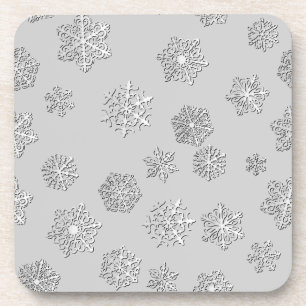 Silver 3-d sneeuwvlokken op een zilverachtergrond onderzetter
