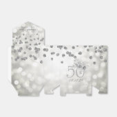 Silver 50th Birthday Dank u Floral Licht Bedankdoosjes (Uitgevouwen)