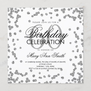 Silver 60th Birthday Elegant Glitter Confetti Kaart